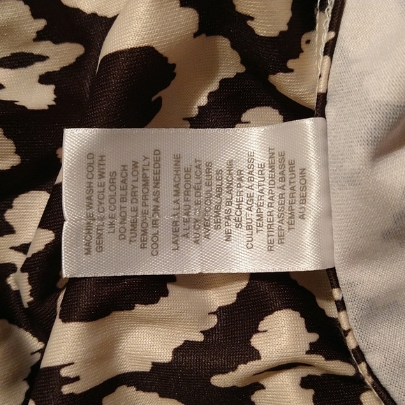 Silky black and orange print dress Sz S/P - Picture 5 of 5